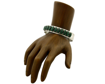 Navajo Bracelet .925 Silver Natural Malachite Artist J.W. Toadlena C.80's