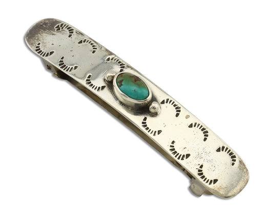 Women Navajo Hair Clip Barrette 925 Silver Hand Stamped Native American Artist