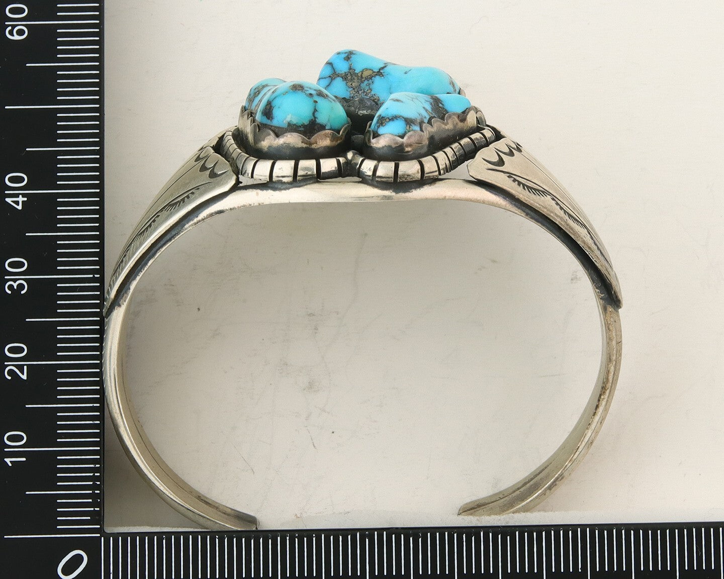 Navajo Bracelet 925 Silver Natural Bisbee Turquoise Cuff Signed Tony Guerro C80s