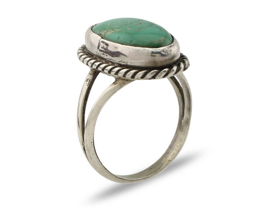 Navajo Ring 925 Silver Kingman Turquoise Artist Native American Signed C.80's