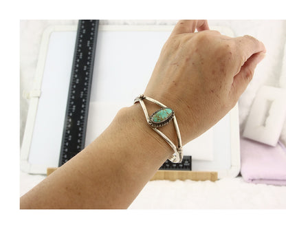 Vintage Navajo Bracelet 925 Silver Turquoise Tranditional Handmade Signed Gecko