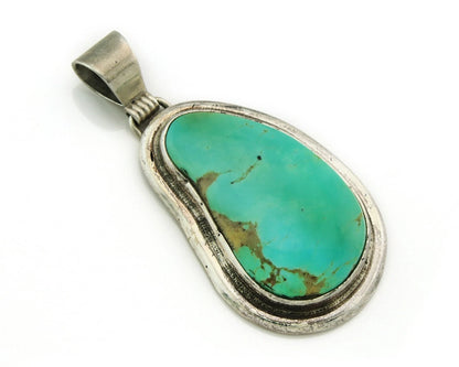 Navajo Pendant 925 Sterling Silver Natural Turquoise Vintage Signed Rabbit Stick