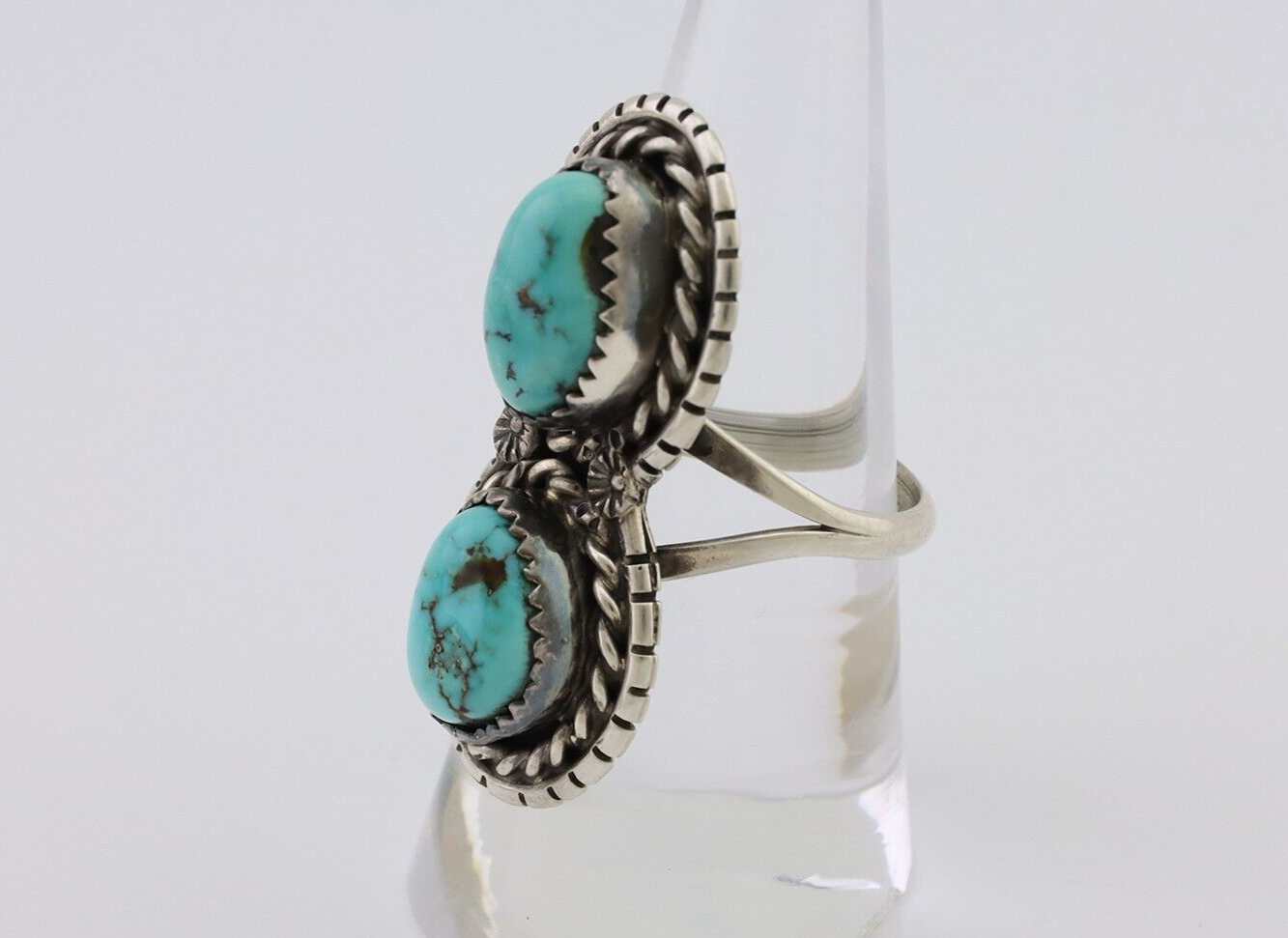 Navajo Ring 925 Silver Natural Turquoise Artist Signed Tom Willeto C.80's