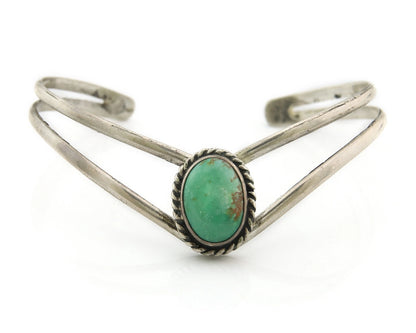 Navajo Cuff Bracelet Sterling Silver Turquoise Handmade Vintage Signed MC
