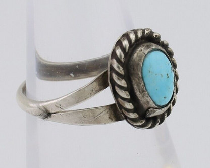 Navajo Ring 925 Silver Kingman Turquoise Native American Artist C.80's