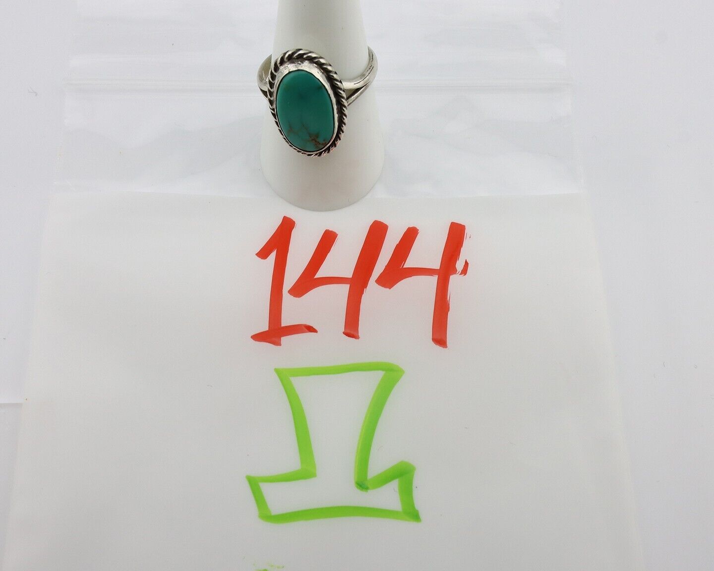Navajo Ring 925 Silver Kingman Turquoise Native American Artist C.80's