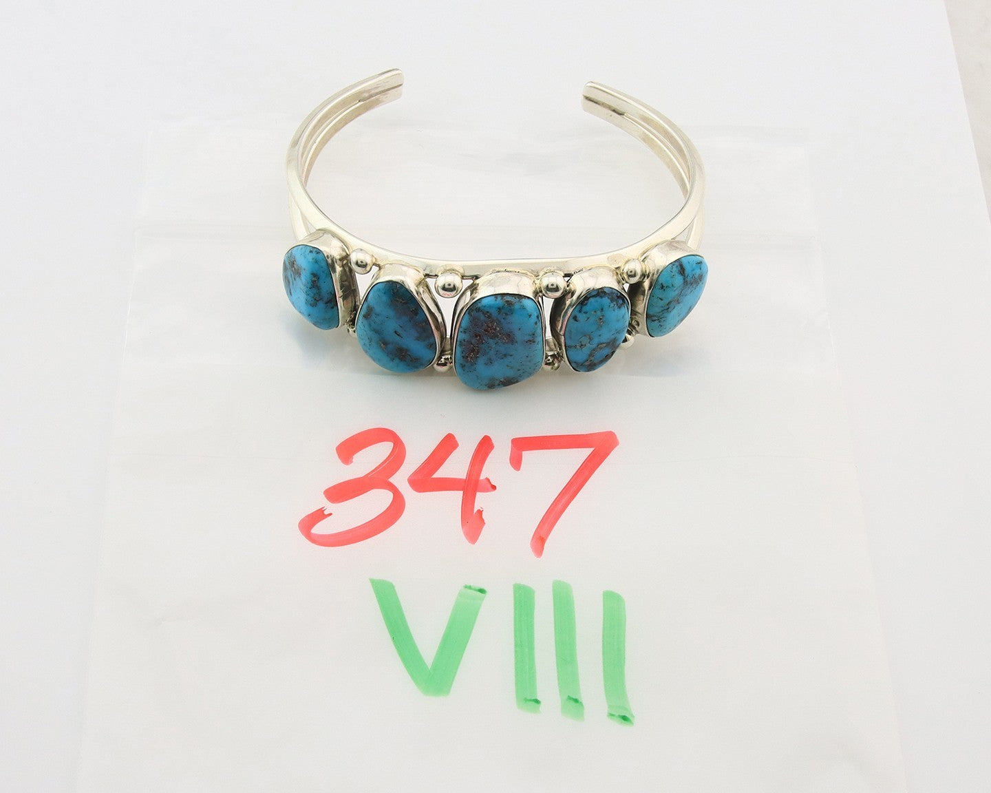 Navajo Bracelet Sterling Silver Nevada Turquoise Artist Signed W