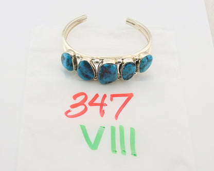 Navajo Bracelet Sterling Silver Nevada Turquoise Artist Signed W