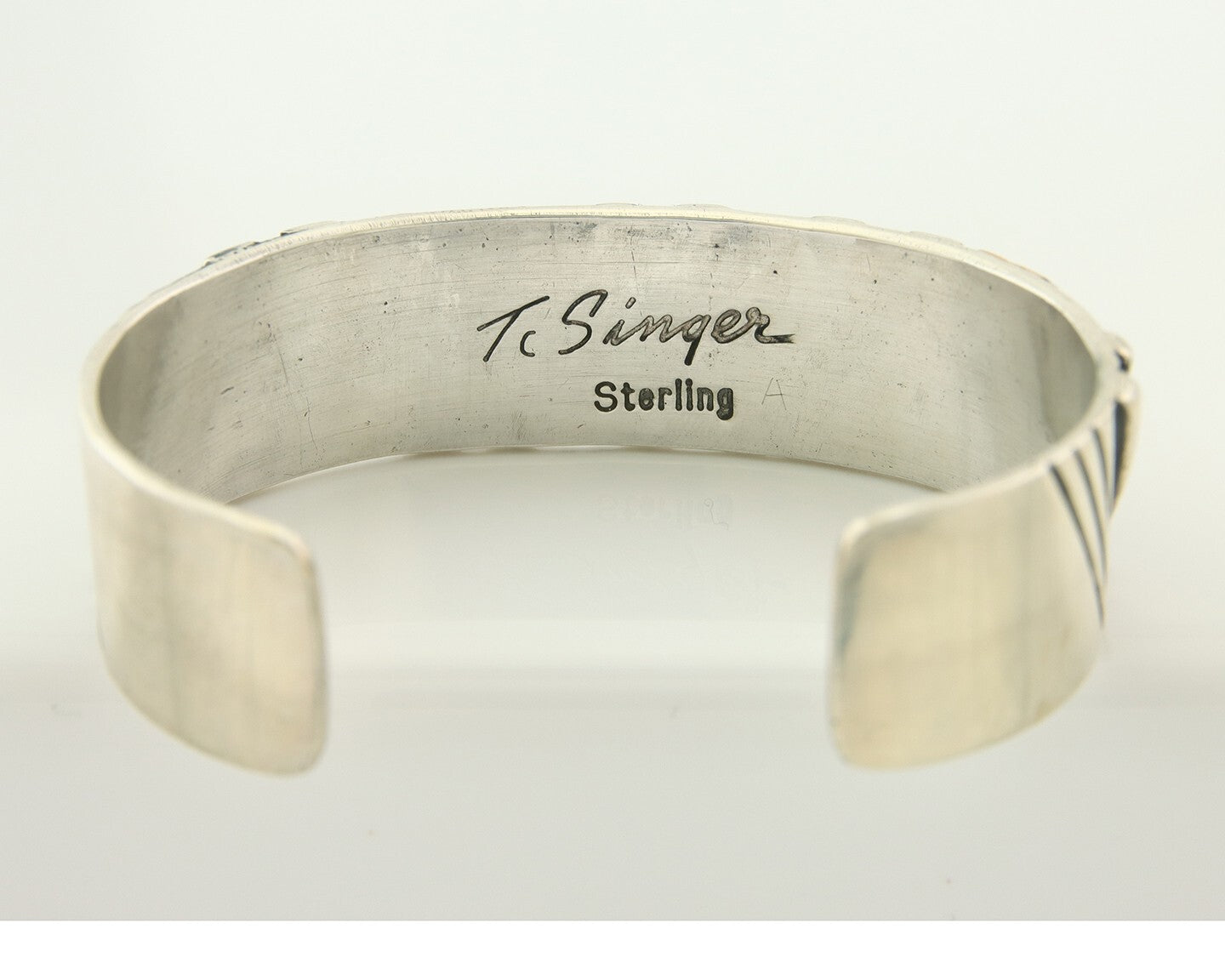 Navajo Bracelet Gold & 925 Silver Handmade 16 mm Wide Signed Thomas Singer C80s