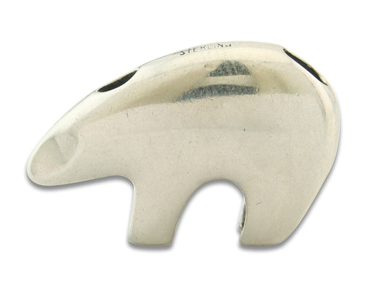 Navajo Sterling Silver Spirit Bear Pendant Handmade Authentic Vintage Signed C80