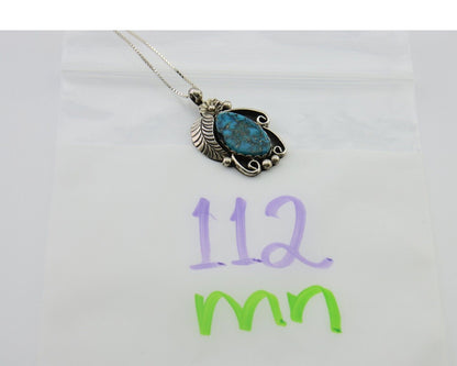 Navajo Necklace 925 Silver Natural Spiderweb Turquoise Native Artist C.80's