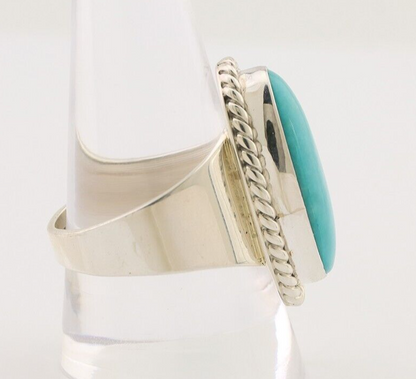 Navajo Ring 925 Silver Natural Blue Turquoise Artist Signed M C.80's
