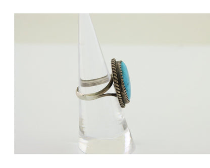 Navajo Ring 925 Silver Blue Turquoise Native American Artist C.80's