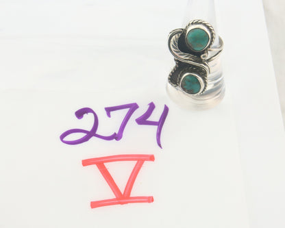 Vintage Navajo Ring 925 Sterling Authentic Traditional Turquoise Size 8.0