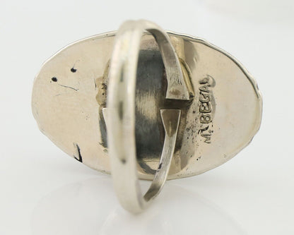 Navajo Ring 925 Silver Natural Blue Turquoise Artist Signed M BEGAY C.80's
