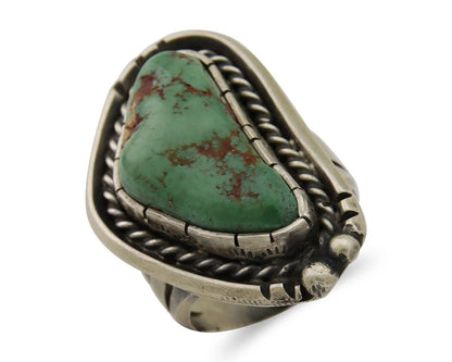 Navajo Ring 925 Sterling Silver Green Turquoise Native Artist C.80's