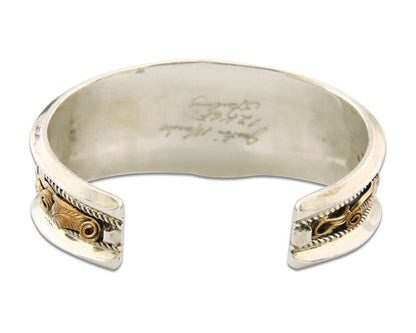 Navajo Bracelet 925 Silver & 12k Yellow Gold Filled Signed Justin Morris C.80's