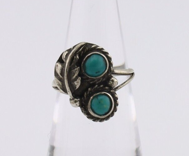 Navajo Ring 925 Silver Natural Blue Turquoise Native American Artist C.80's