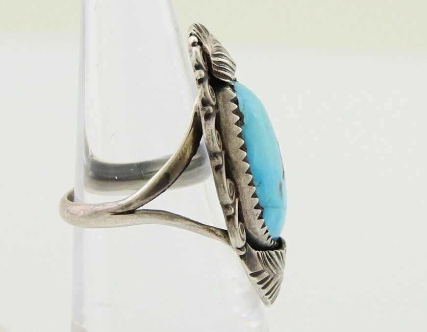 Navajo Ring .925 Silver Blue Turquoise Artist Signed Billy Eagle C.80's