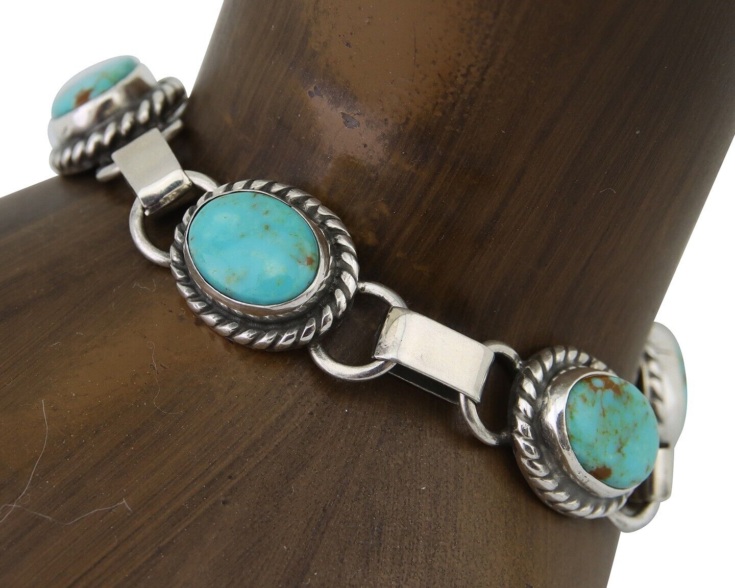 Navajo Bracelet 925 Silver Natural Blue Turquoise Native American Artist C.80's