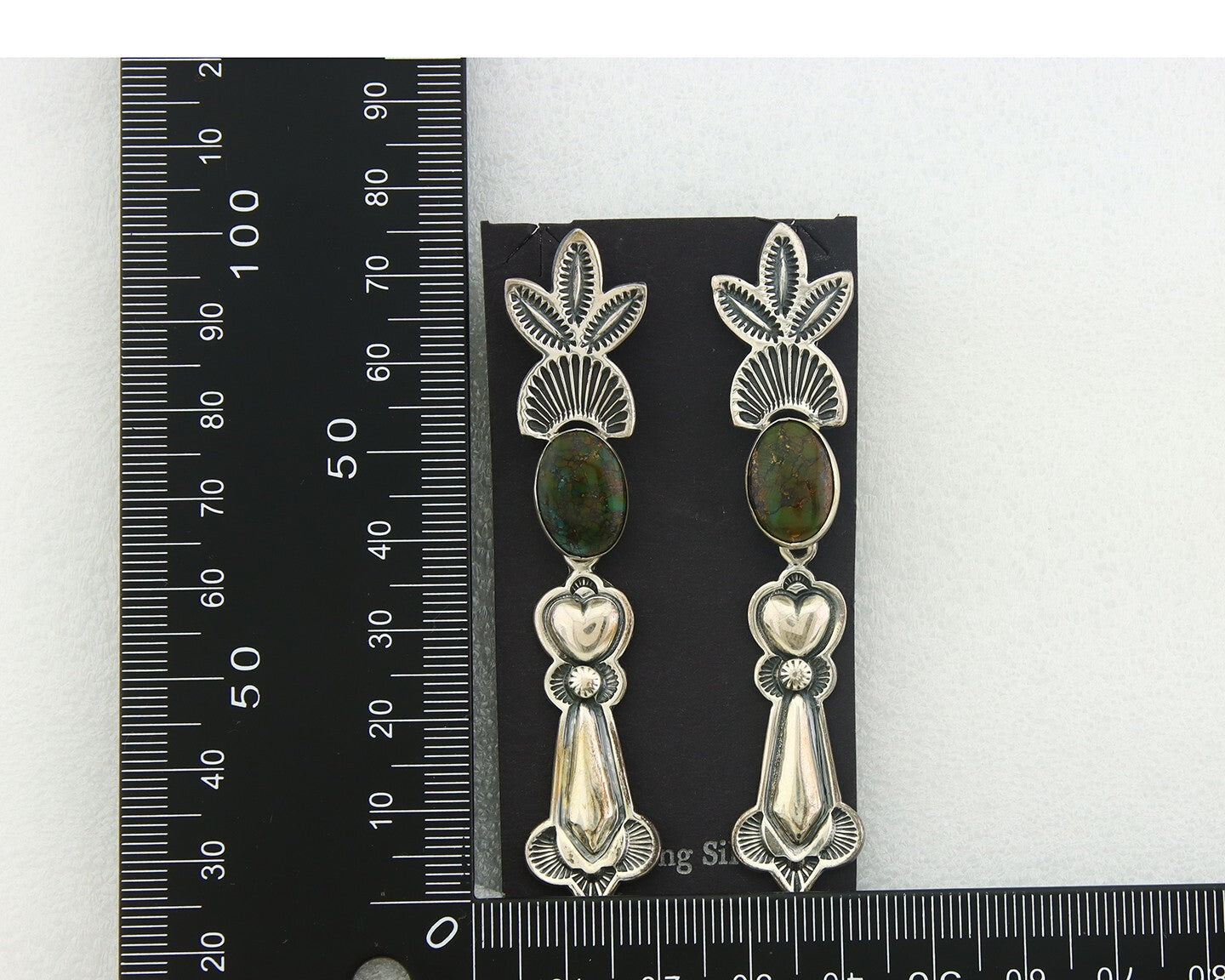 Navajo Earrings 925 Silver Natural Turquoise Artist Signed JR Silversmith C.80's