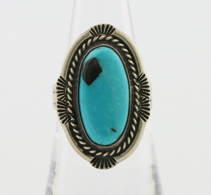 Navajo Ring 925 Silver Natural Turquoise Native American Artist C.80's