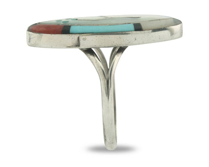 Vintage Zuni Ring 925 Sterling Silver Natural Gemstone Signed A Size 8.0