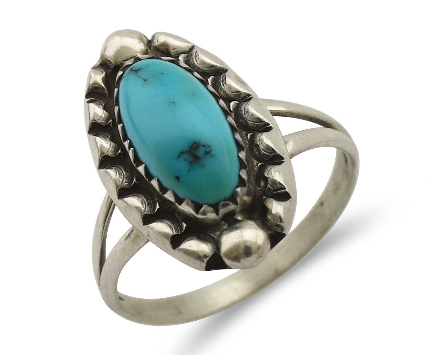 Navajo Ring 925 Silver Sleeping Beauty Turquoise Signed SkyStone Creations C80s