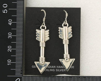 Navajo Handmade Arrow Earrings 925 Silver Artist Signed M C.80's