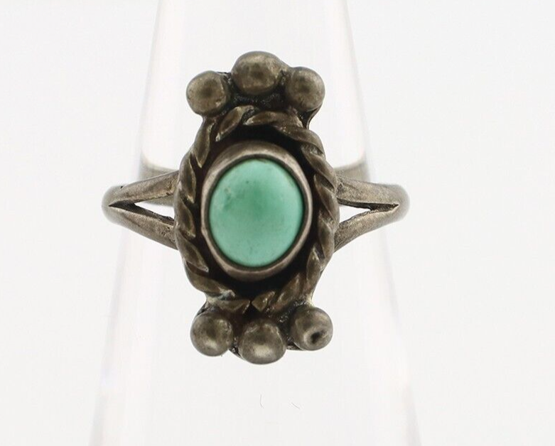 Navajo Ring 925 Silver Natural Blue Turquoise Native American Artist C.1980's