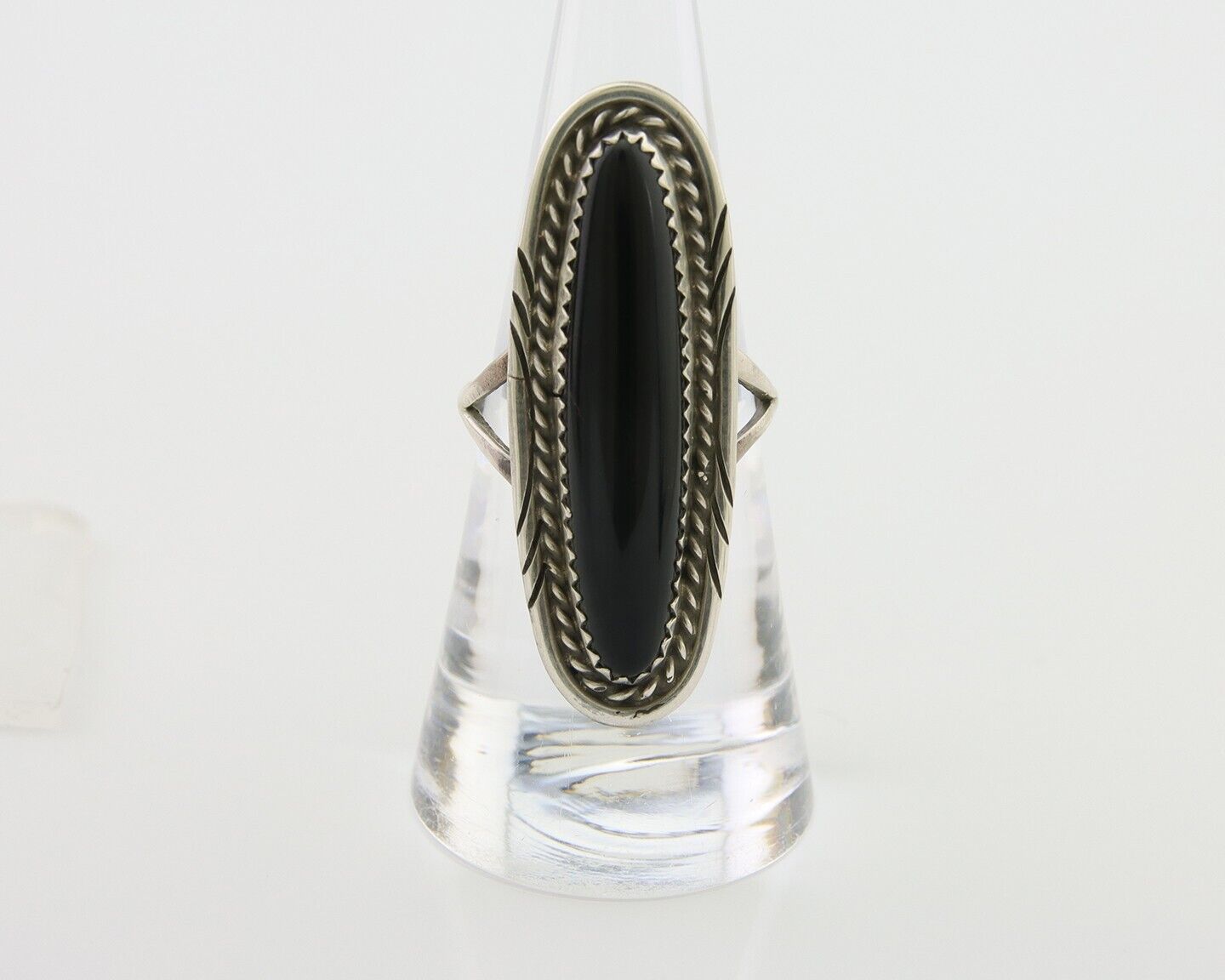 Navajo Handmade Ring 925 Silver Black Onyx Native American Artist C.80's