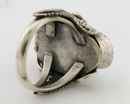 Navajo Handmade Ring 925 Silver Sleeping B Turquoise Artist IHMJ C.80's