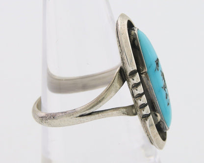 Navajo Ring 925 Silver Sleeping Beauty Turquoise Native American Artist C.80's