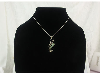 Navajo Kokopelli Necklace Sterling Silver Opal Vintage Signed BB