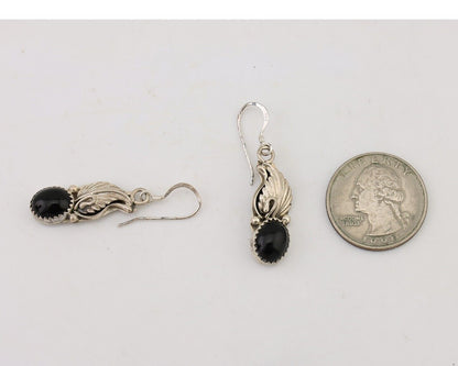 Navajo Dangle Earrings 925 Silver Black Onyx Native American Artist C.80's