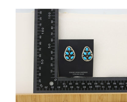Navajo Dangle Earrings 925 Silver Natural Turquoise Native American Artist C.80s