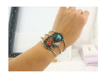 Vintage Navajo Bracelet 925 Silver Handmade Authentic Gemstone Traditional