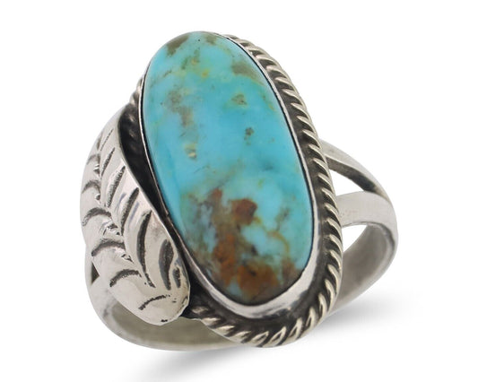 Navajo Ring 925 Silver Blue Gem Turquoise Native American Artist C.80's