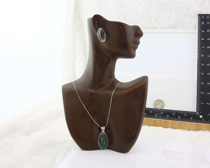 Navajo Necklace Earrings Set Sterling Silver Turquoise Vintage Signed M Begay