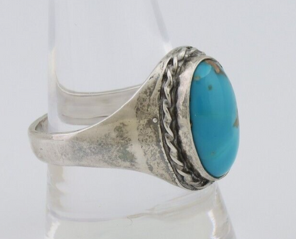 Navajo Ring 925 Silver Natural Blue Turquoise Native American Artist C.80's