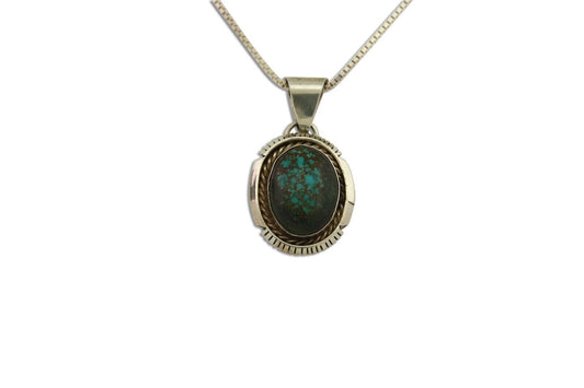 Navajo Necklace 925 Silver Natural Turquoise Artist Signed RR C.80's