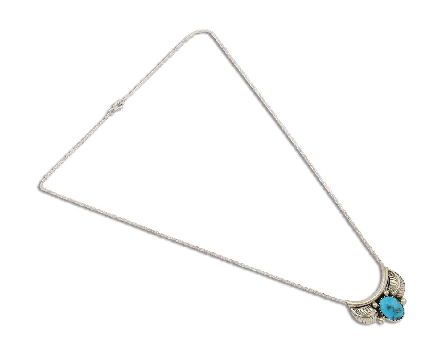 Navajo Turquoise Necklace 925 Silver Signed Eugene Belone C.80's