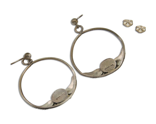 Navajo Dangle Earrings 925 Silver Natural Blue Turquoise Native Artist C80s