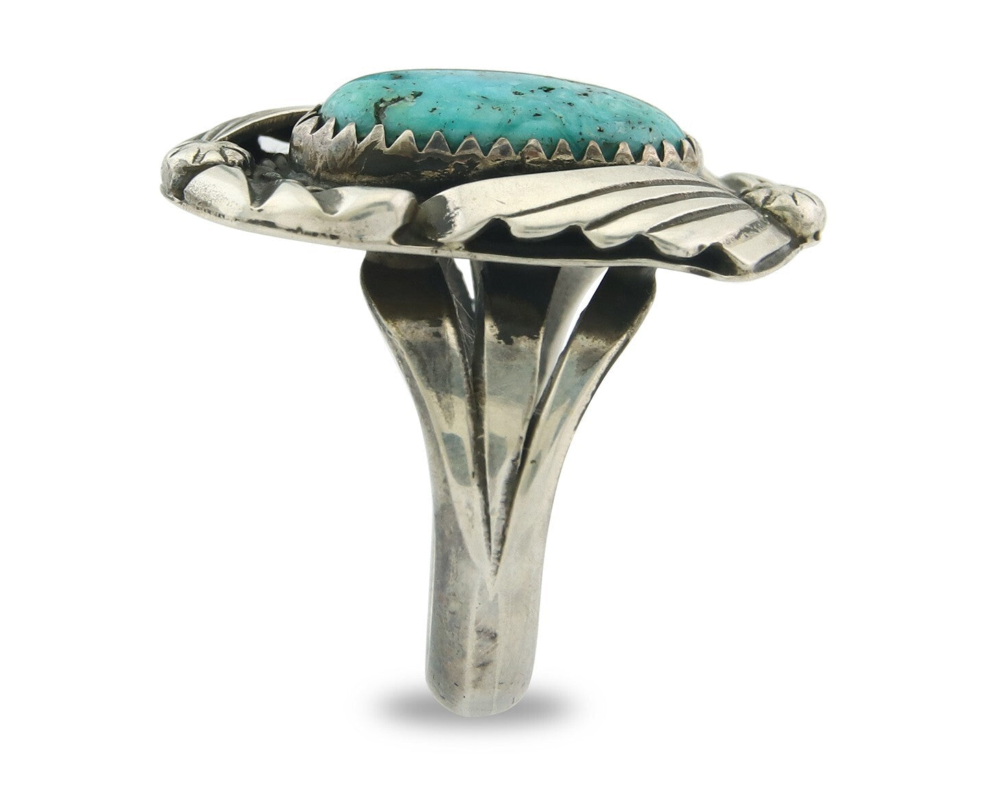 Traditional Navajo Ring Sterling Silver Authentic Turquoise Handmade Size 7.25