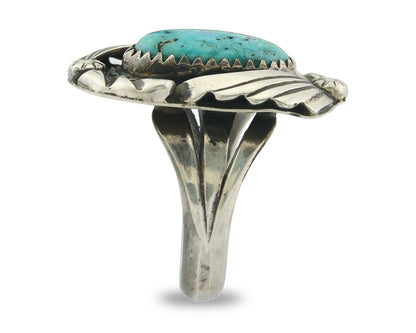 Traditional Navajo Ring Sterling Silver Authentic Turquoise Handmade Size 7.25