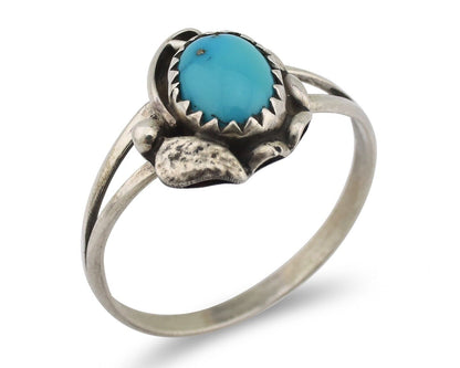 Navajo Ring 925 Silver Sleeping Beauty Turquoise Native American Artist C.80's