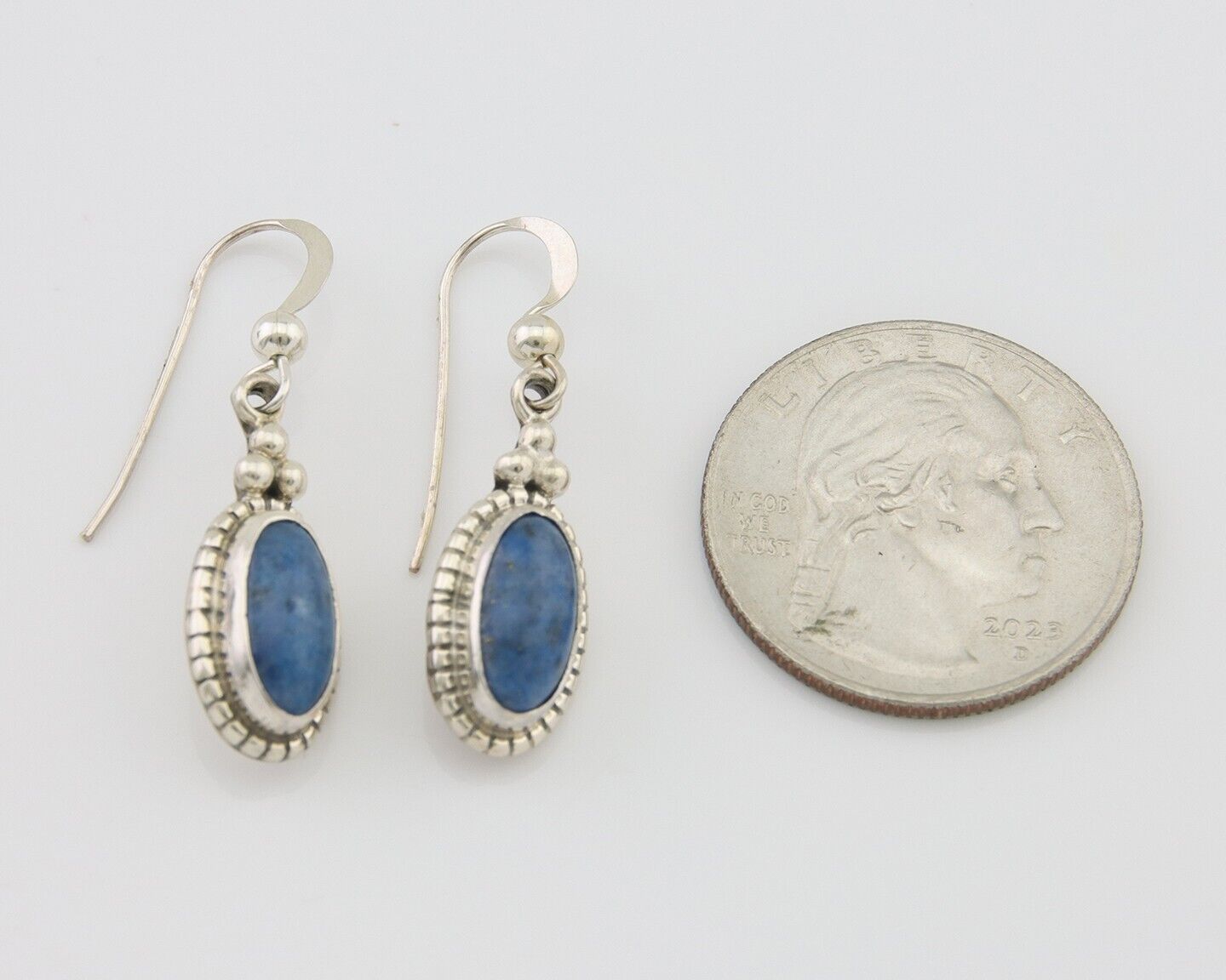 Navajo Dangle Earrings 925 Silver Natural Denim Lapis Signed Melissa Yazzie C80s