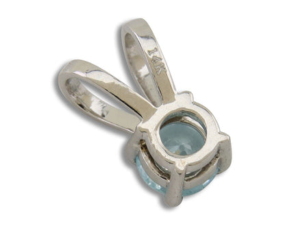 March Birthstone Pendant Set in 14k Solid White Gold