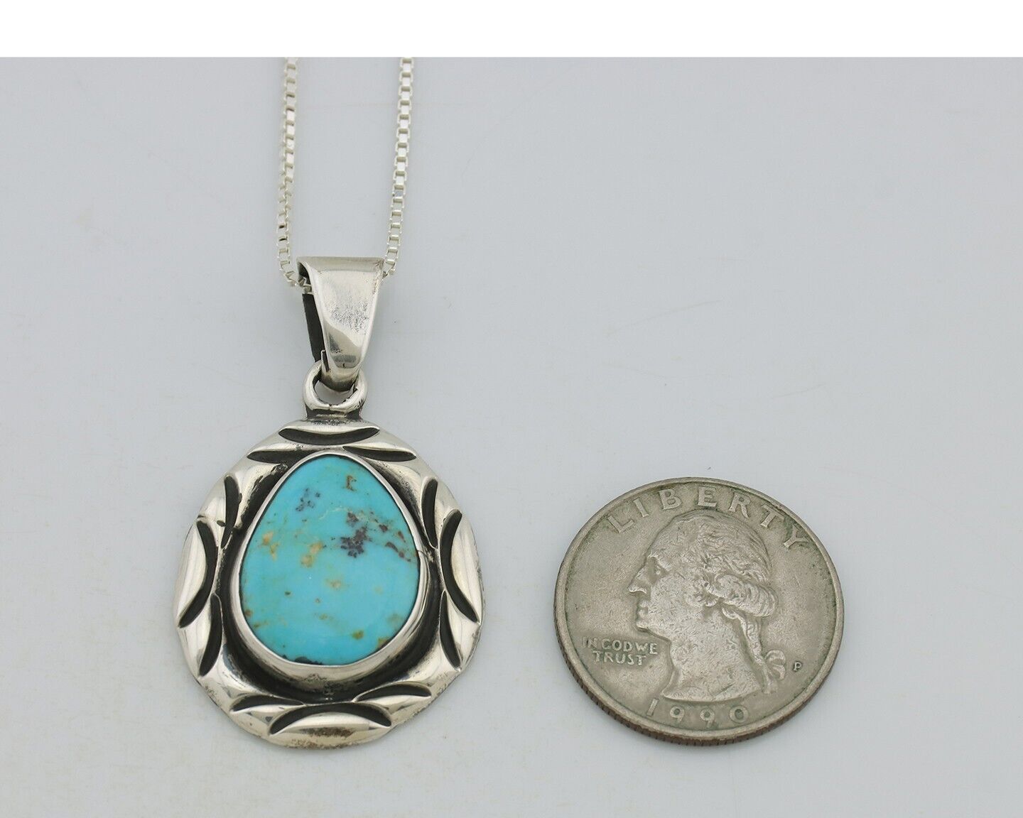 Navajo Necklace .925 Silver Kingman Turquoise Signed C Montoya C.80's