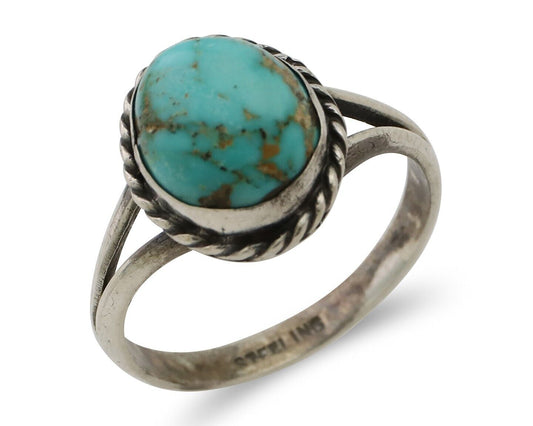 Navajo Ring 925 Silver Natural Blue Turquoise Native American Artist C.80's